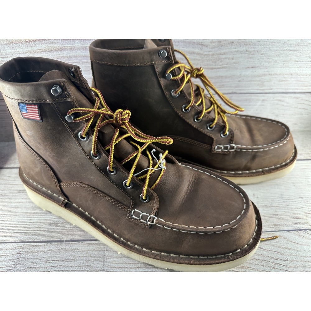 Danner Men's Brown Bull Run Moc Toe 6" EH Lace Up Work Boots 15563 Size 9 D